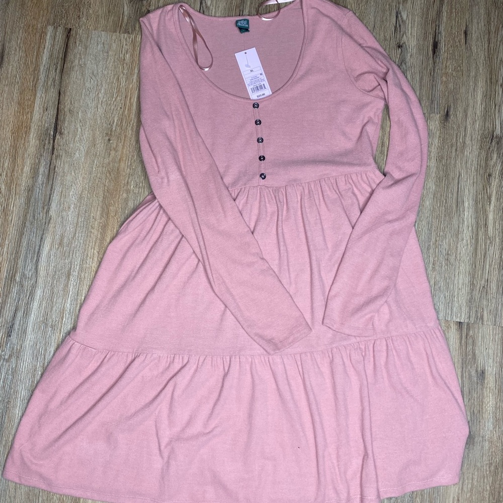 NWT Wild Fable Pink Long Sleeve Dress!! Size XL! Stretchy, Soft and Cozy!